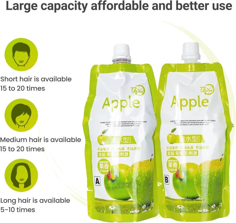 Apple Ammonia-Free Black Hair Cream 500ml (Pack of 2) Fast-Coloring, Gentle Hair Dye Solution
